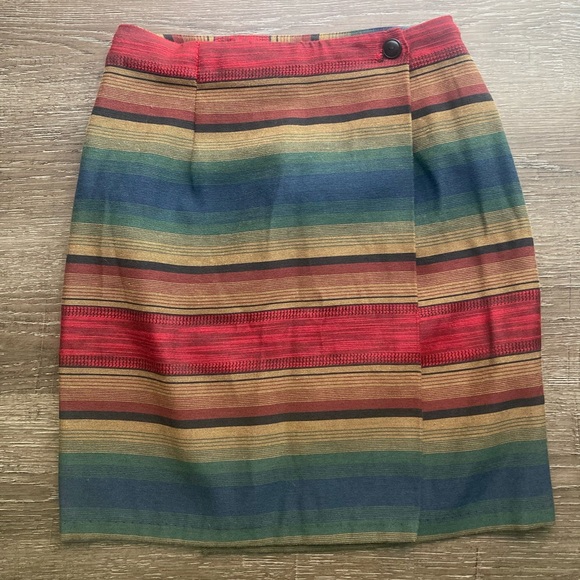 Streetwear Multicolor Striped Wrap Mini Skirt Size XS - Picture 2 of 4